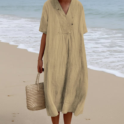 Damen SommerKleid Midi V-Ausschnitt - Image 10