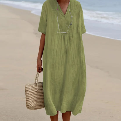 Damen SommerKleid Midi V-Ausschnitt - Image 11