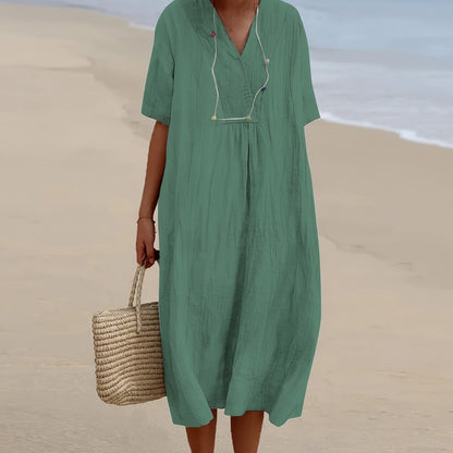 Damen SommerKleid Midi V-Ausschnitt - Image 13
