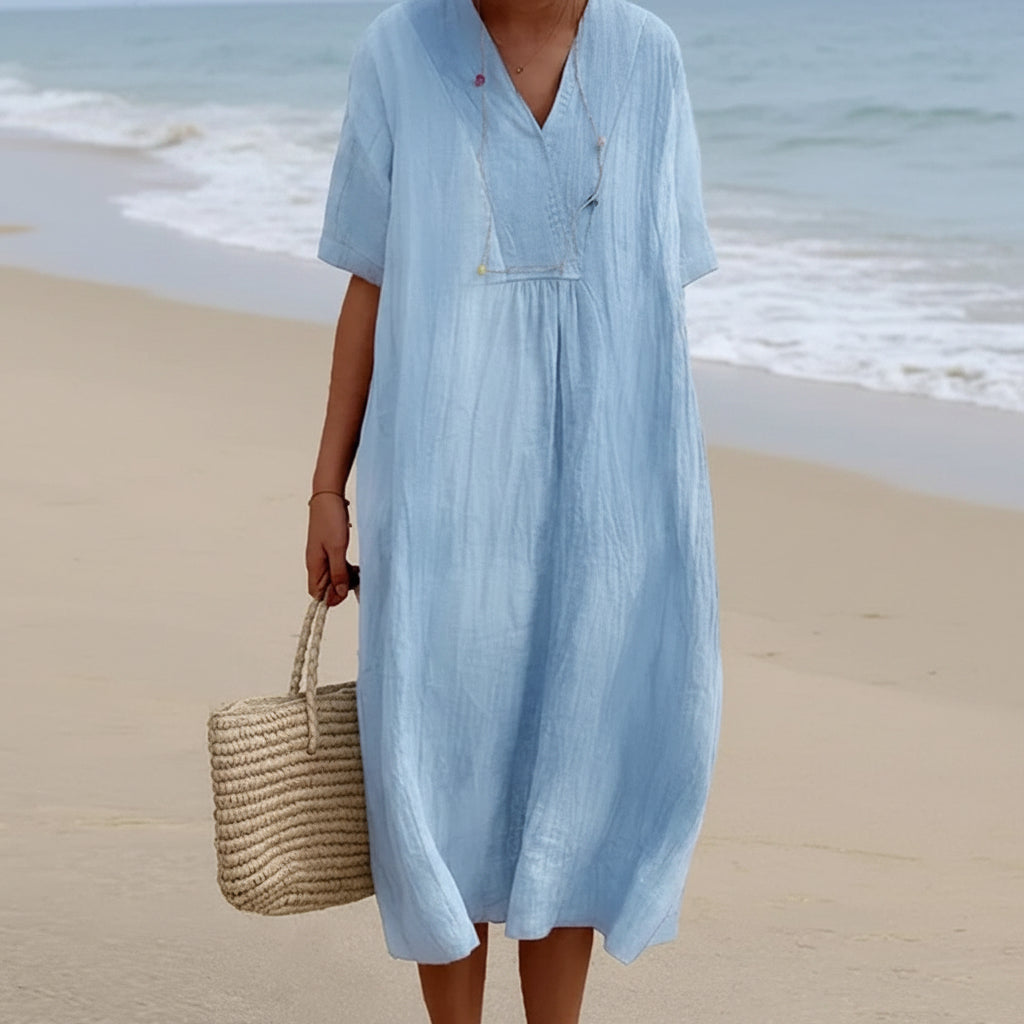 Damen SommerKleid Midi V-Ausschnitt - Image 7