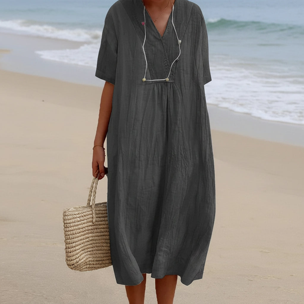 Damen SommerKleid Midi V-Ausschnitt - Image 9