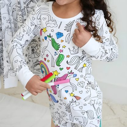 Kinder Baumwolle Schlafanzug Set Malen Weihnachts Motiv Pyjama