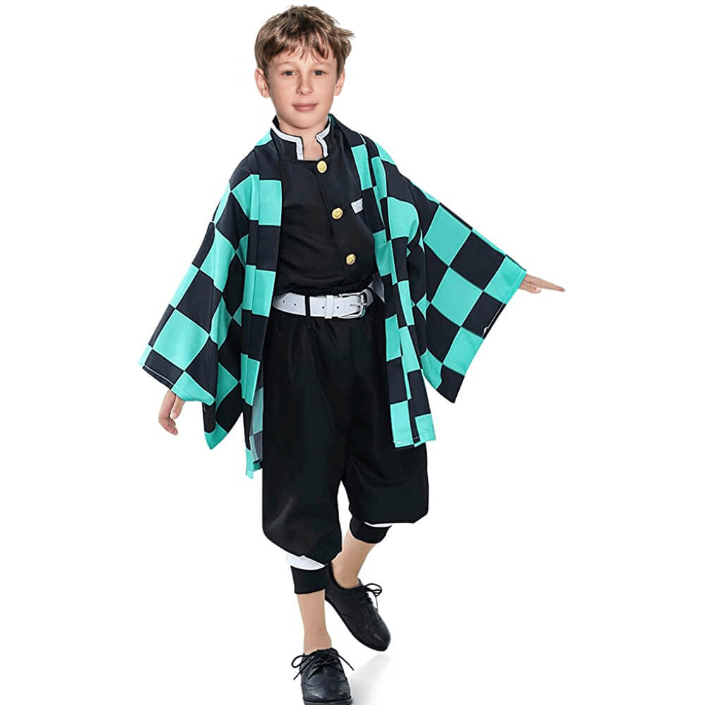 Costume Halloween enfant Kimono noir et vert