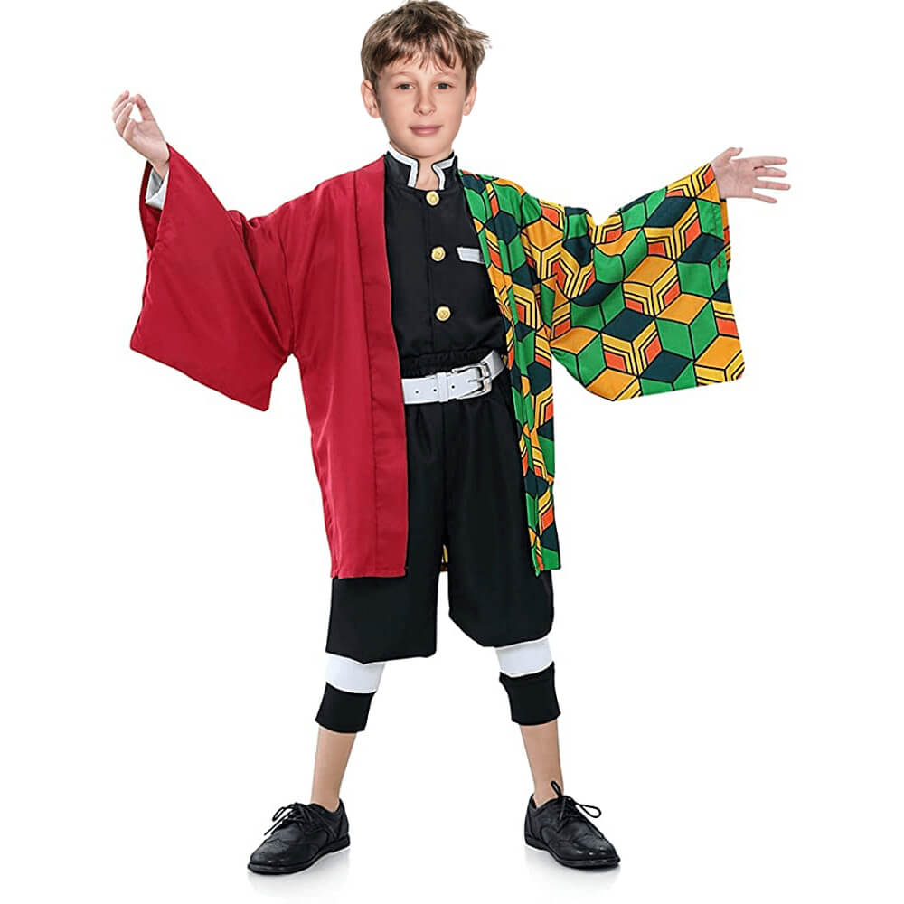 Costume Halloween enfant Kimono noir et vert