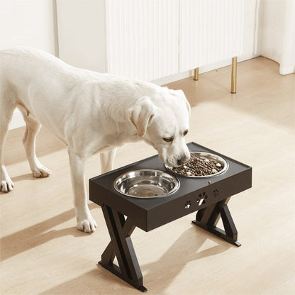 Dog Bowls Adjustable Height Feeding Station Metal Double Bowl