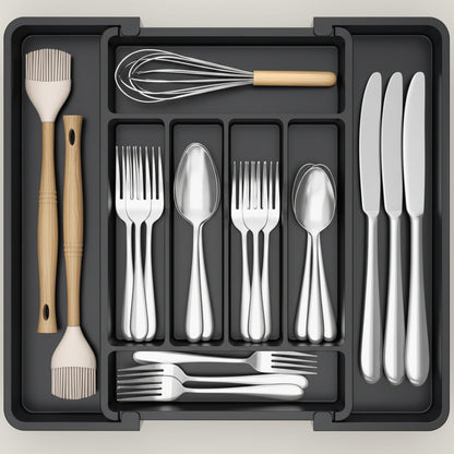 Organizador de cajones para cubiertos, inserto para cocina, caja para cubiertos