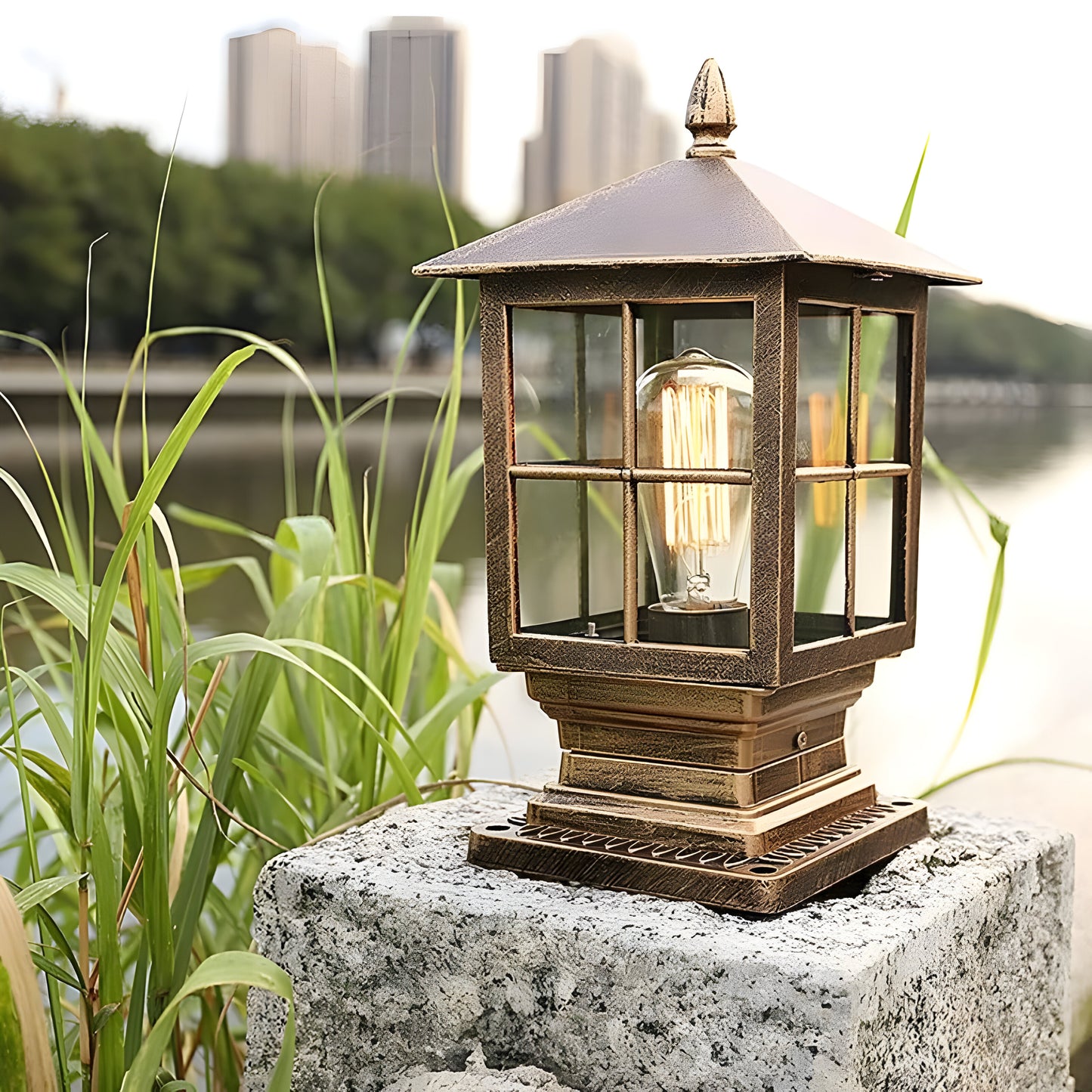 Gartenlaterne Metall Glas Wetterfest Außen