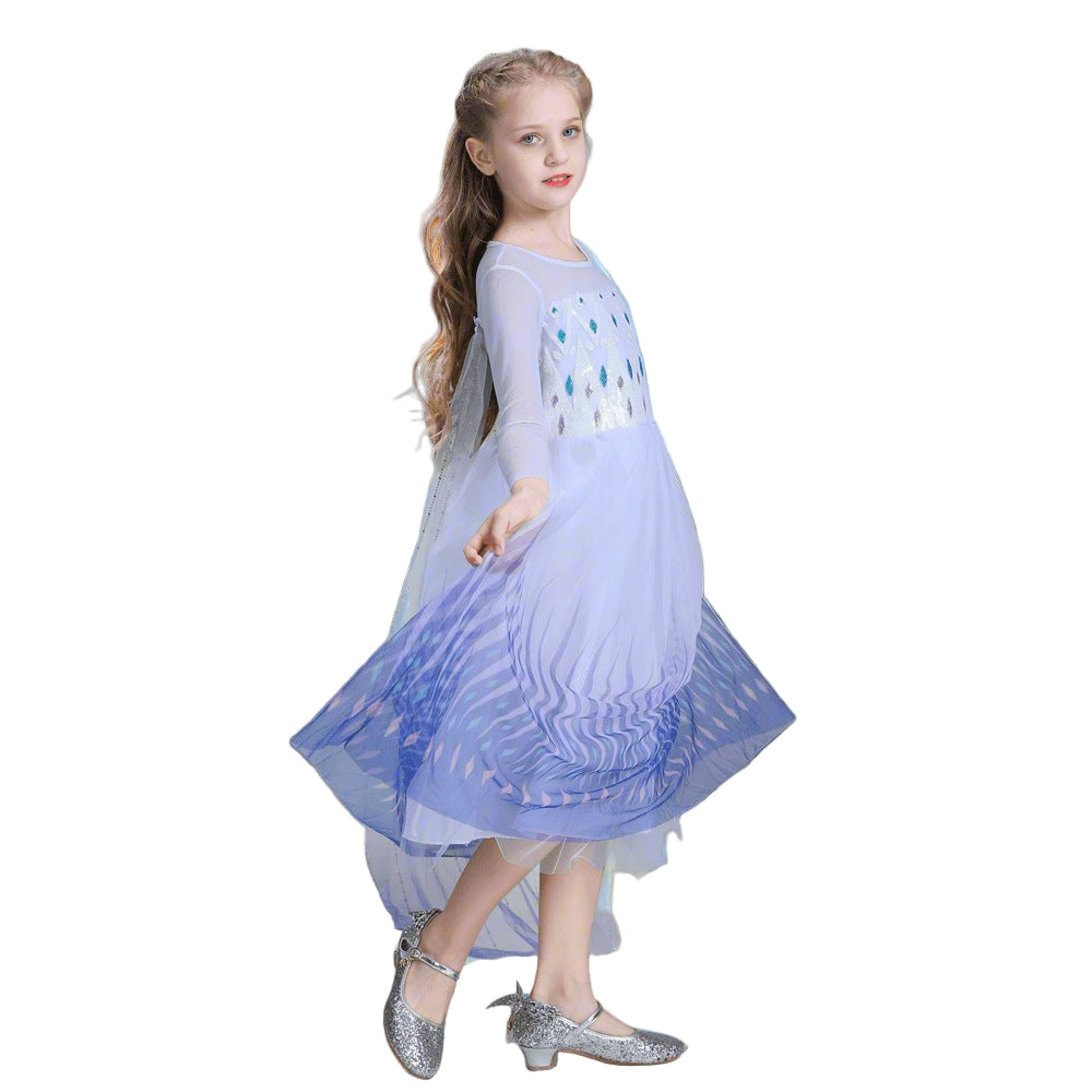 Kids Princess Dress Blue Tulle Costume
