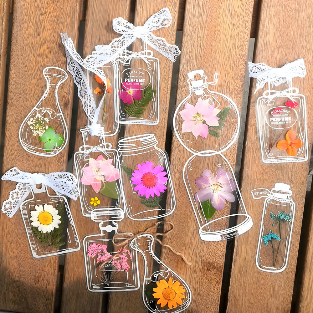 Lesezeichen Transparent Trockenblumen Handgemacht