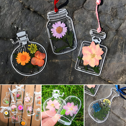 Lesezeichen Transparent Trockenblumen Handgemacht