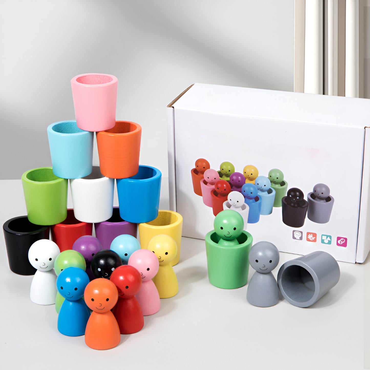 Holz Lernspielzeug Farben Sortieren für Kinder