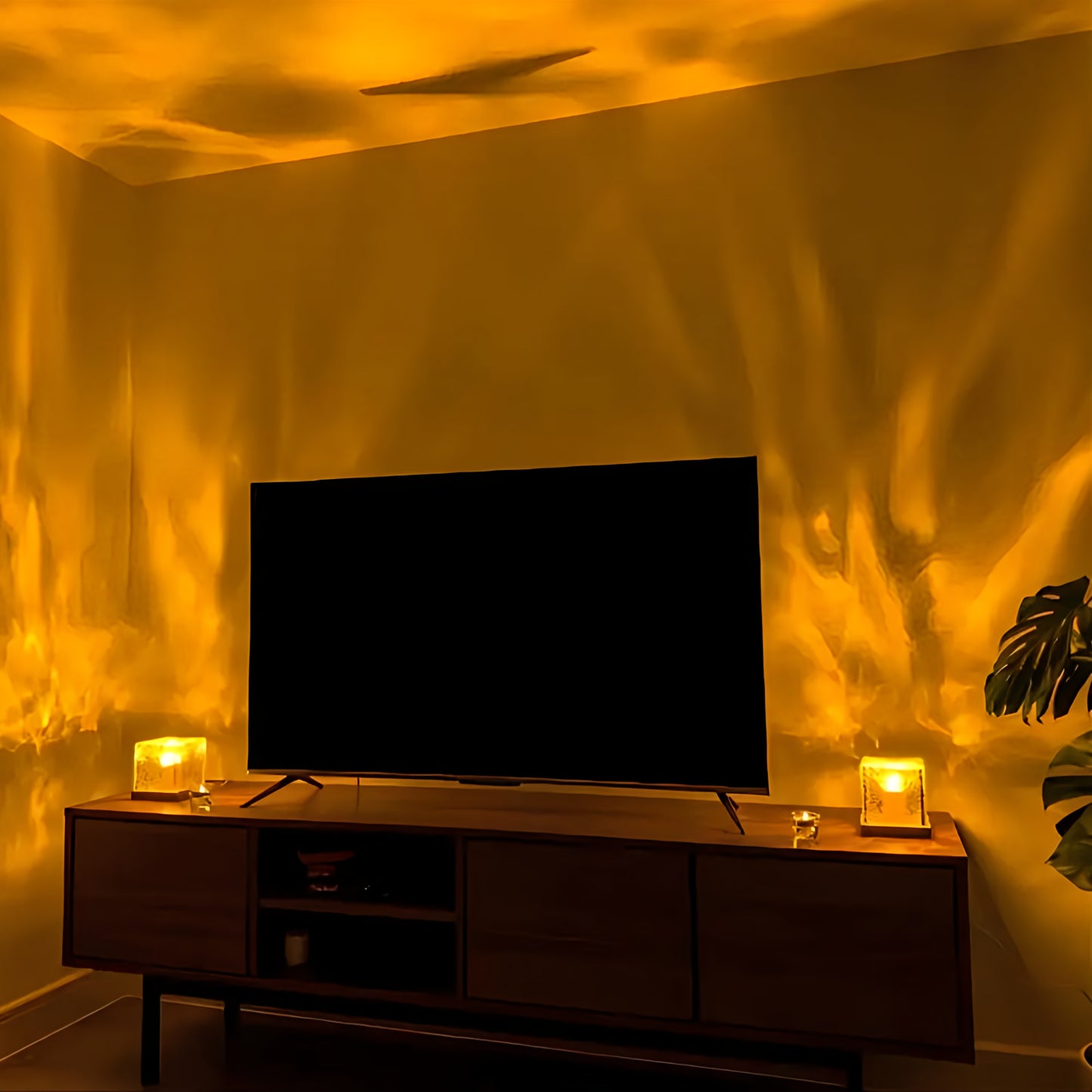 LED Projektor Lampe mit Holzsockel