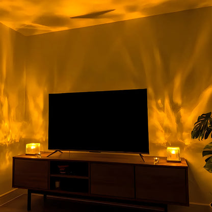 LED Projektor Lampe mit Holzsockel