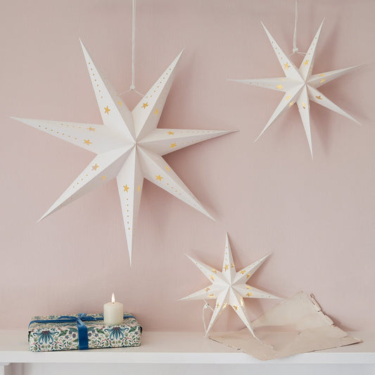 LED Papiersterne Weiß Weihnachtsdeko Innen