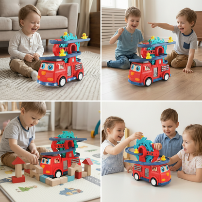 Kids Toy Fire Truck Duck Bath Toy Car Rubber Duck