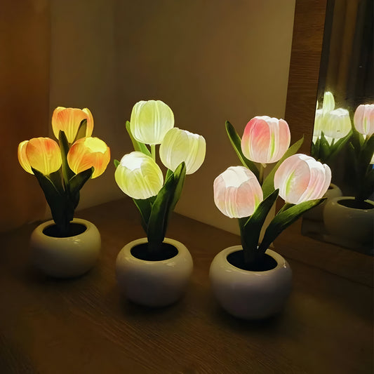 LED Tulpen Nachtlampe Warmweiß Dekoleuchte