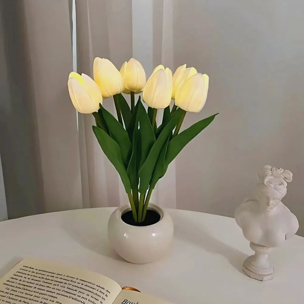 LED Tulpen Nachtlampe Warmweiß Dekoleuchte