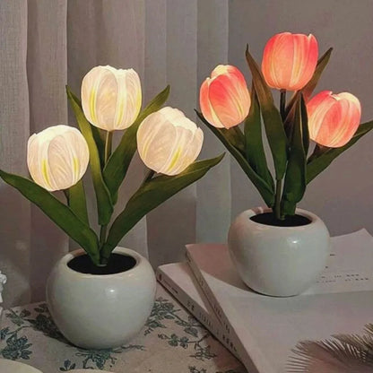 LED Tulpen Nachtlampe Warmweiß Dekoleuchte