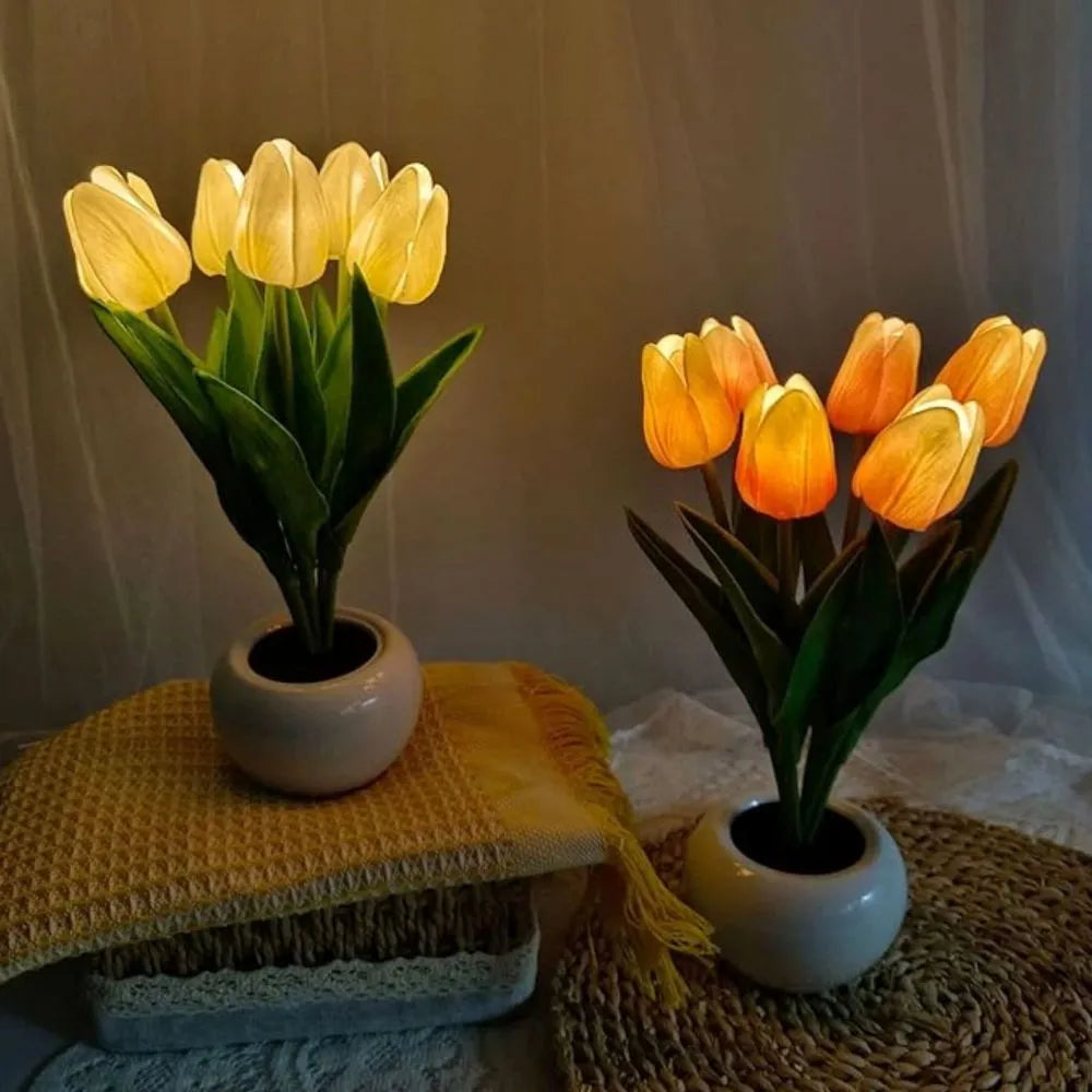 LED Tulpen Nachtlampe Warmweiß Dekoleuchte