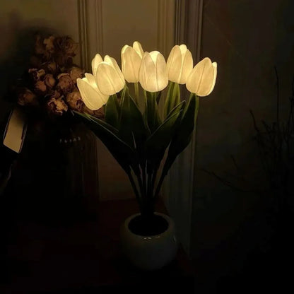 LED Tulpen Nachtlampe Warmweiß Dekoleuchte