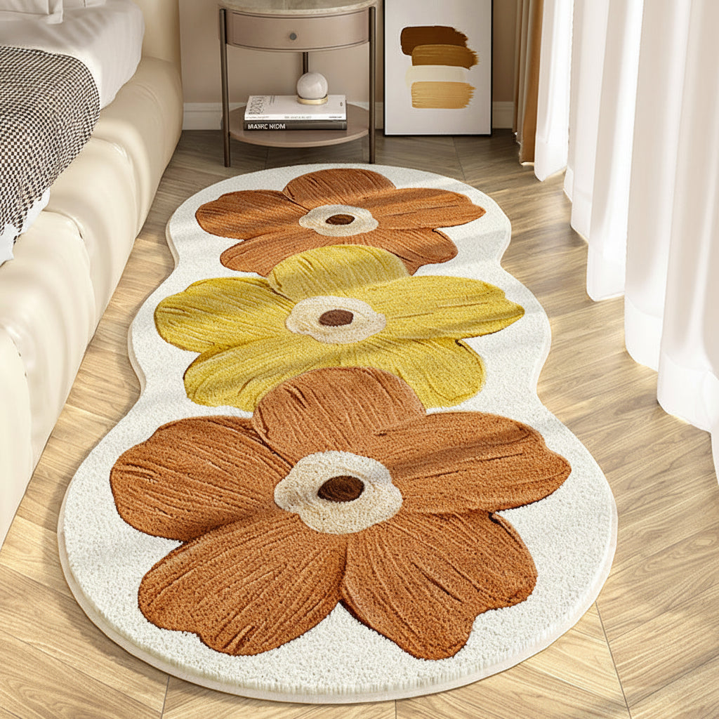 🌸Tappeto Floreale Irregolare Ultra Morbido!🧡Comfort Lussuoso & Look Giocoso per Camera da Letto o Soggiorno! 🛋️ - Image 6