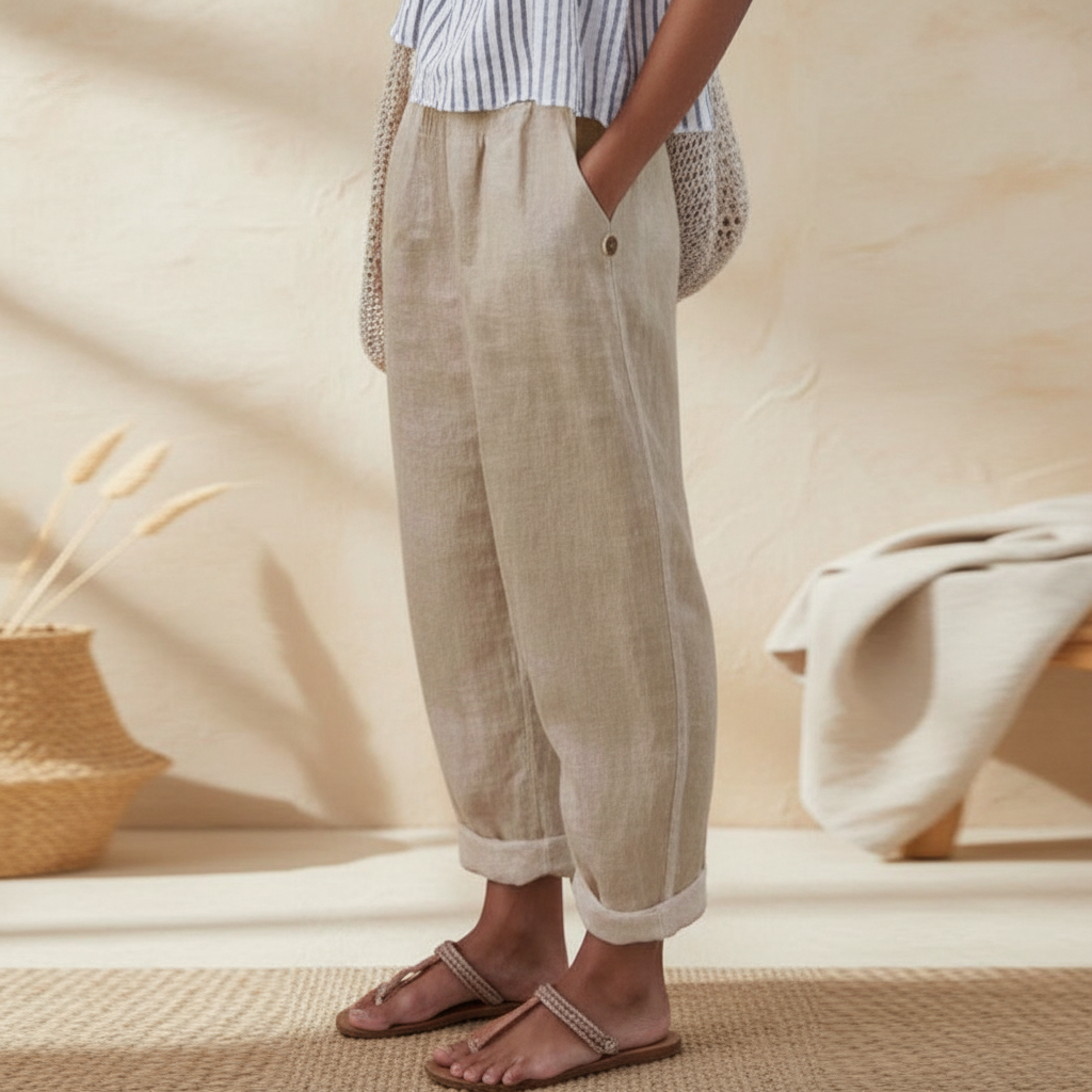 Damen Gefaltete Hosen Stylische Hose Faltensaum