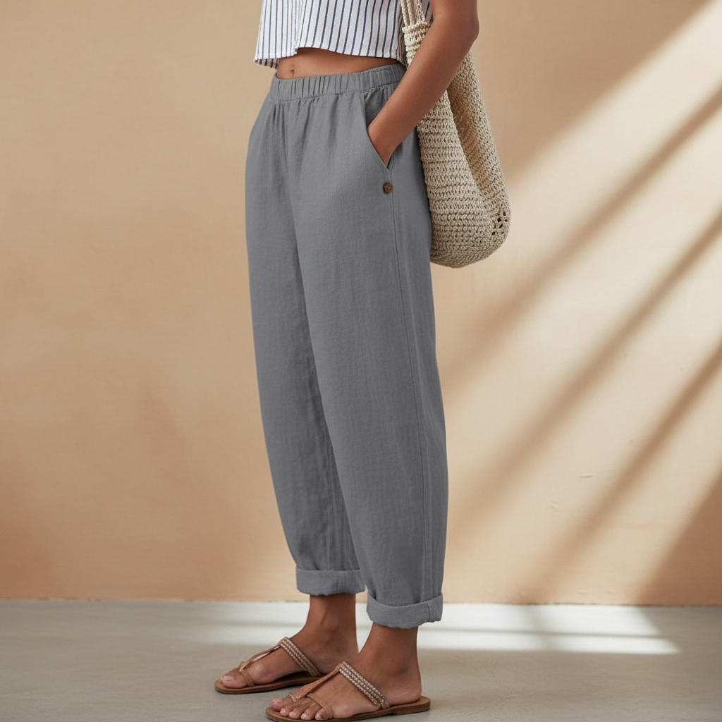 Damen Gefaltete Hosen Stylische Hose Faltensaum