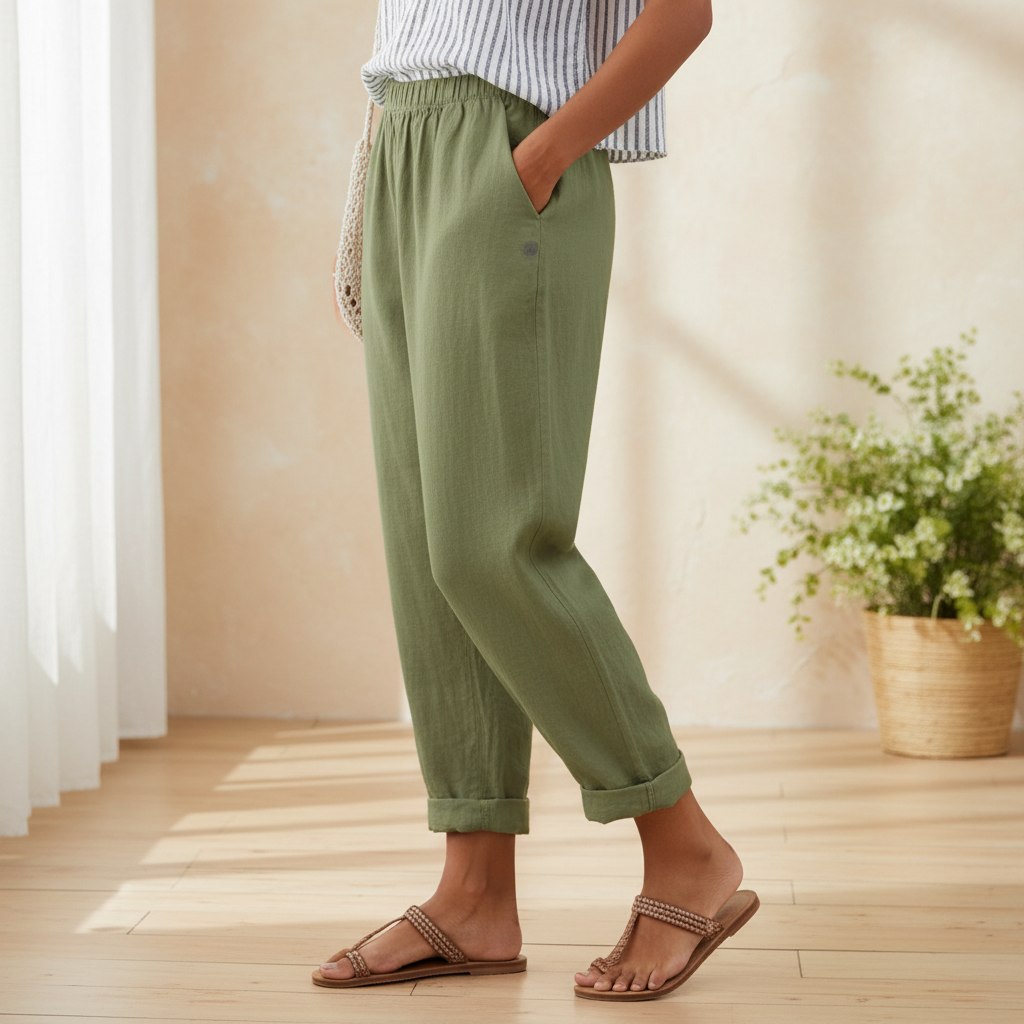 Damen Gefaltete Hosen Stylische Hose Faltensaum