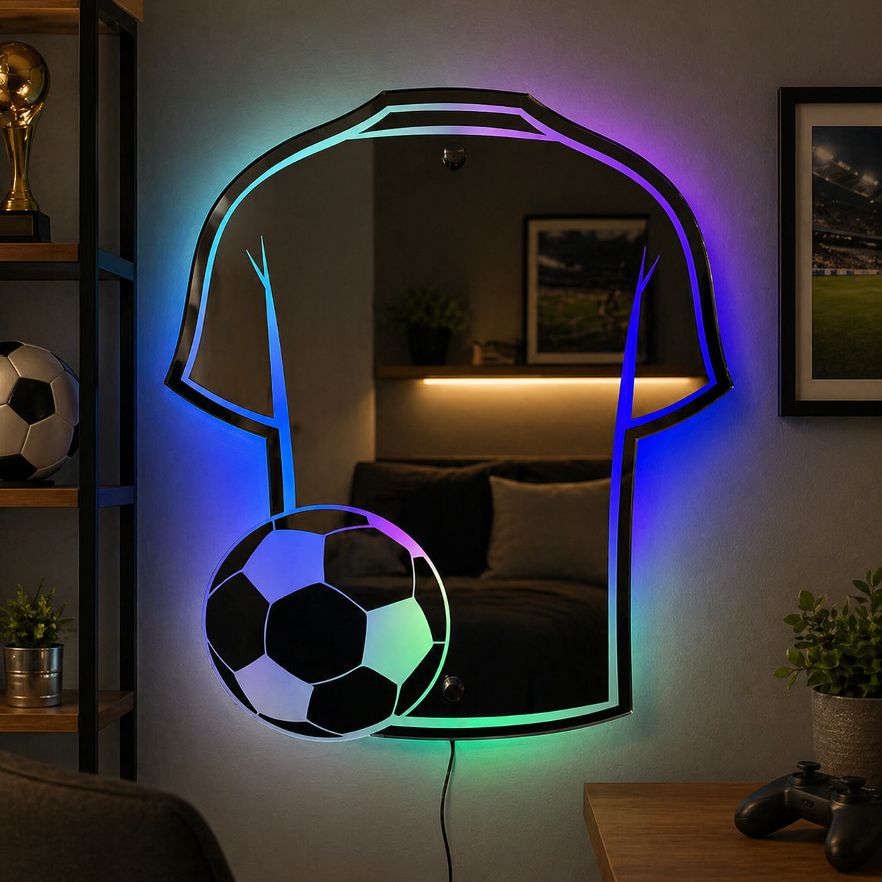 Specchio LED Maglia Calcio Decorazione Parete
