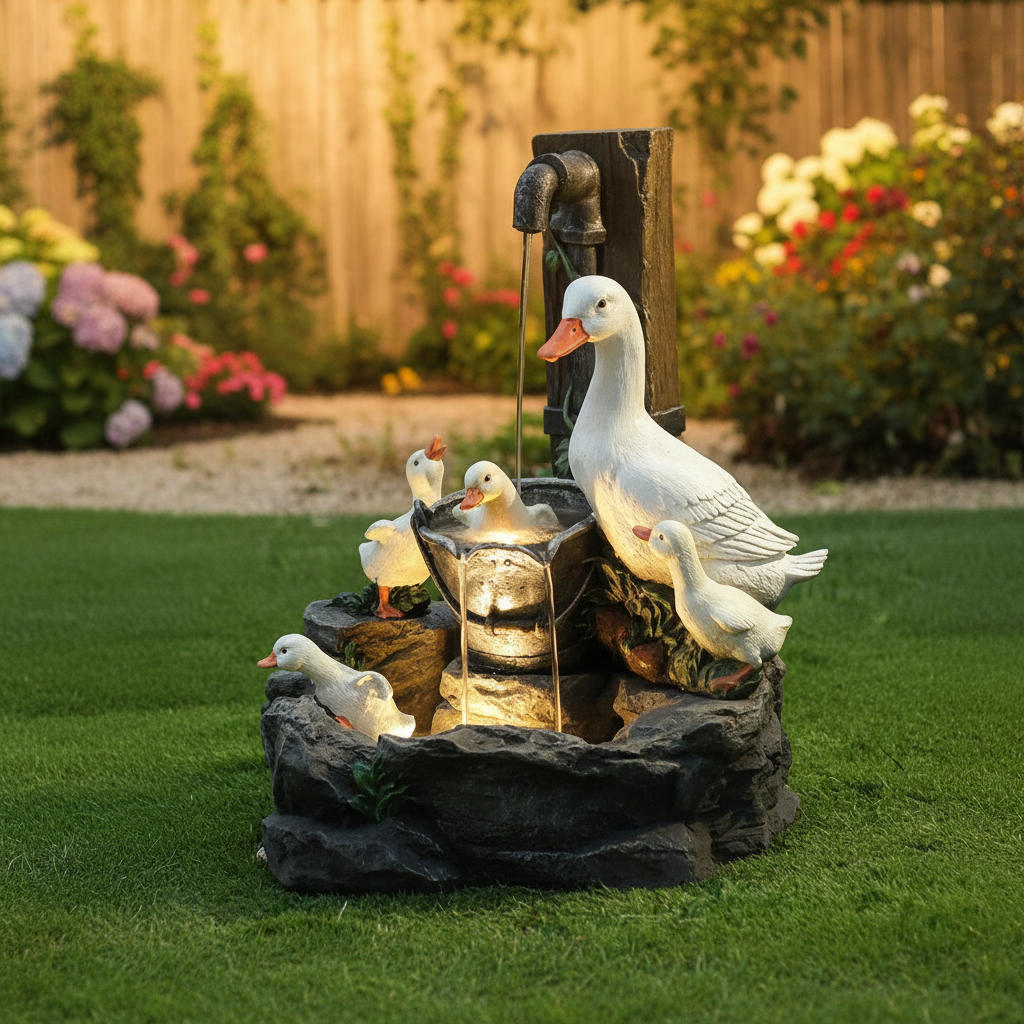 Fountain Duck Garden Decor Outdoor Ornament - Image 5