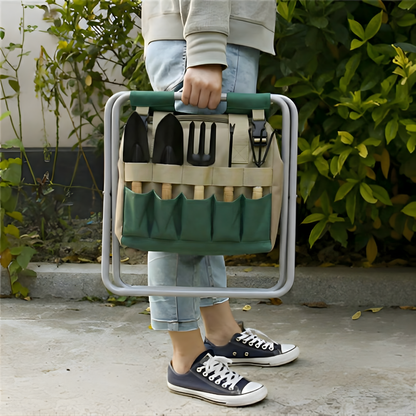 Garden Tool Set Portable Folding Seat Storage - Image 2