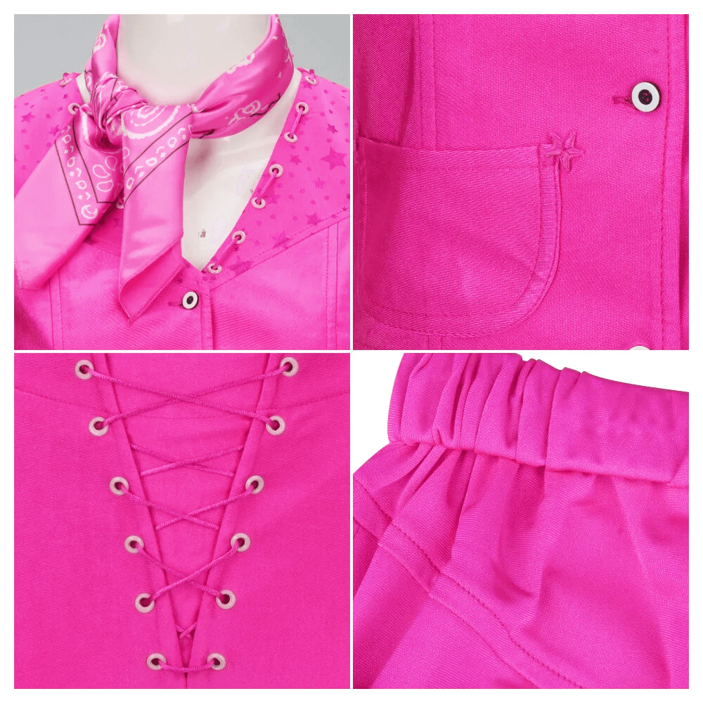 Retro Pink Cowgirl Costume Women 70s Disco Outfit with Flared Pants