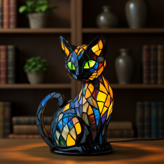 Glas Katzenlampe Bunte Handgefertigte Tischleuchte Deko