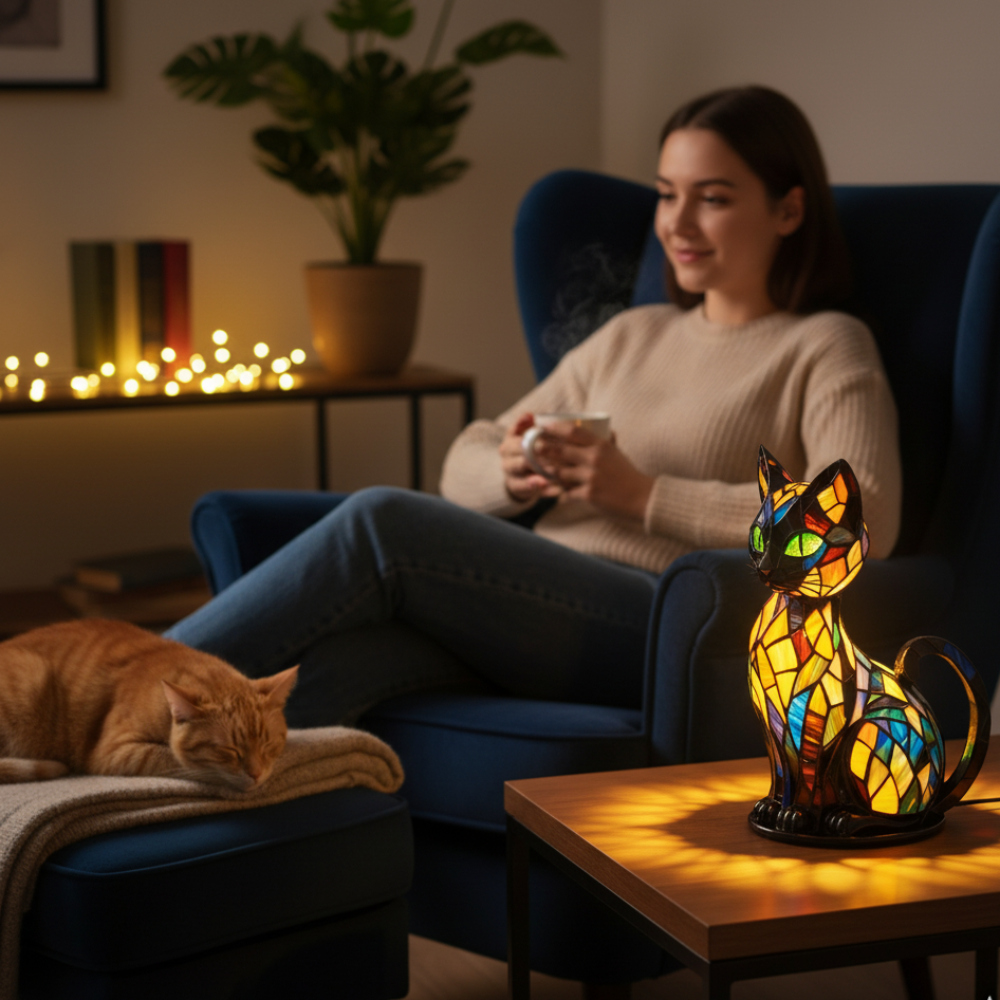 Bunte Glas Katzenlampe Handgefertigte Dekorative Tischleuchte