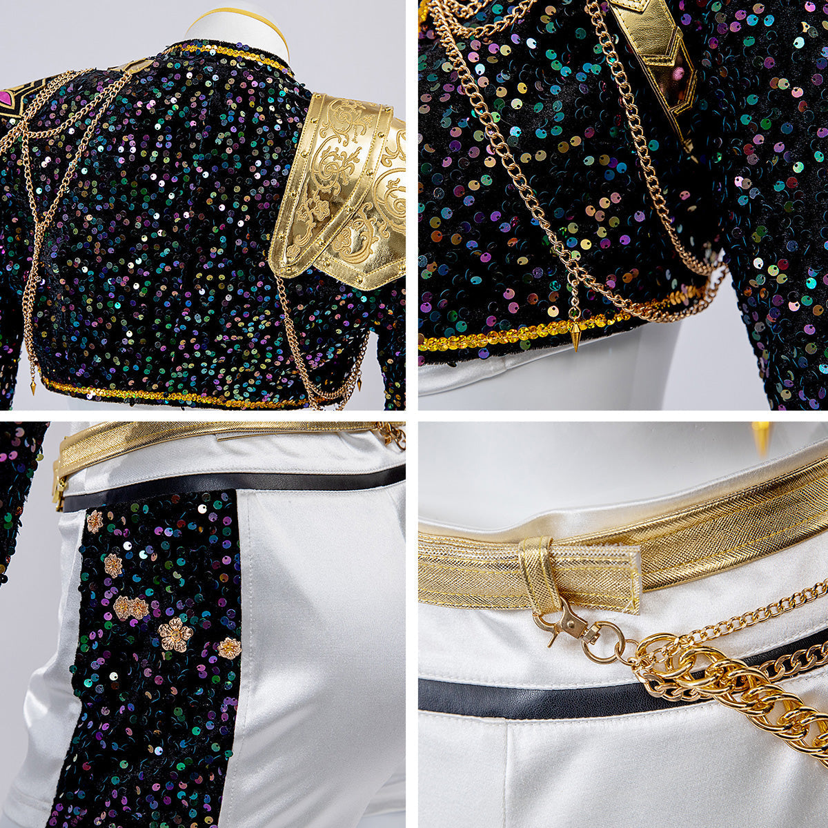 Glitzer Kostüm Damen Schwarz Gold