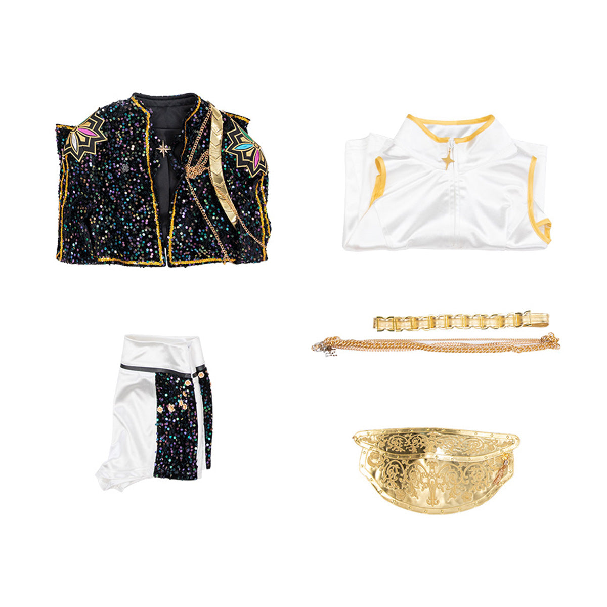 Glitzer Kostüm Damen Schwarz Gold