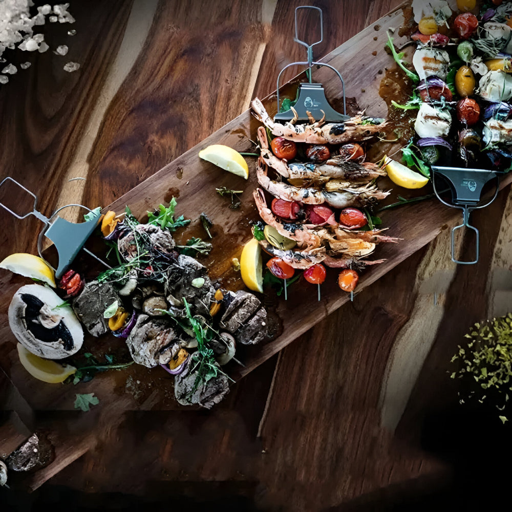 Grillspieße Edelstahl Dreifach BBQ Set