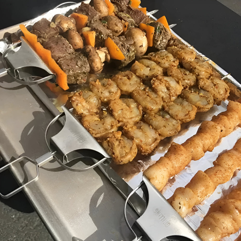 Grillspieße Edelstahl Dreifach BBQ Set