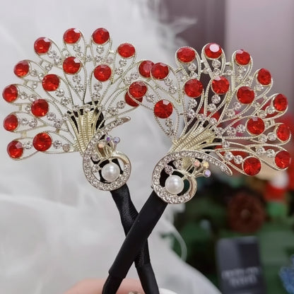 Mollette Capelli Metallo Design Pavone Stile Vintage
