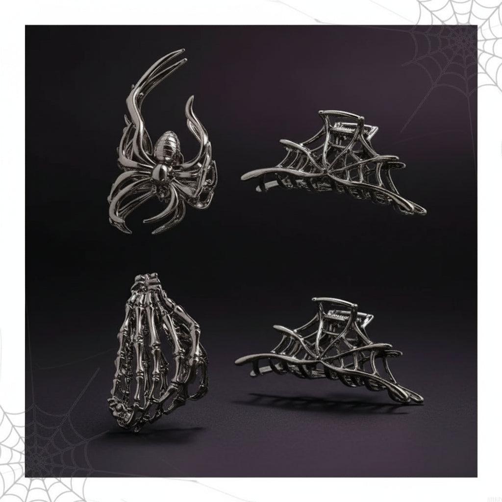 Halloween Accessoires Haarspangen Spinnen Netz - Image 3
