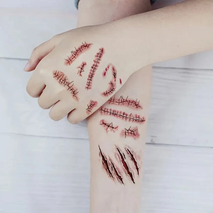 Halloween Accessoires Horrorwunden Tattoos 10 Blatt - Image 5