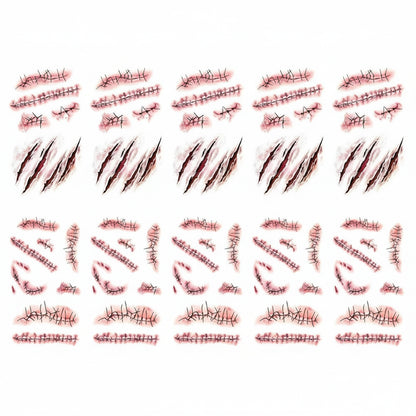 Halloween Accessoires Horrorwunden Tattoos 10 Blatt - Image 7