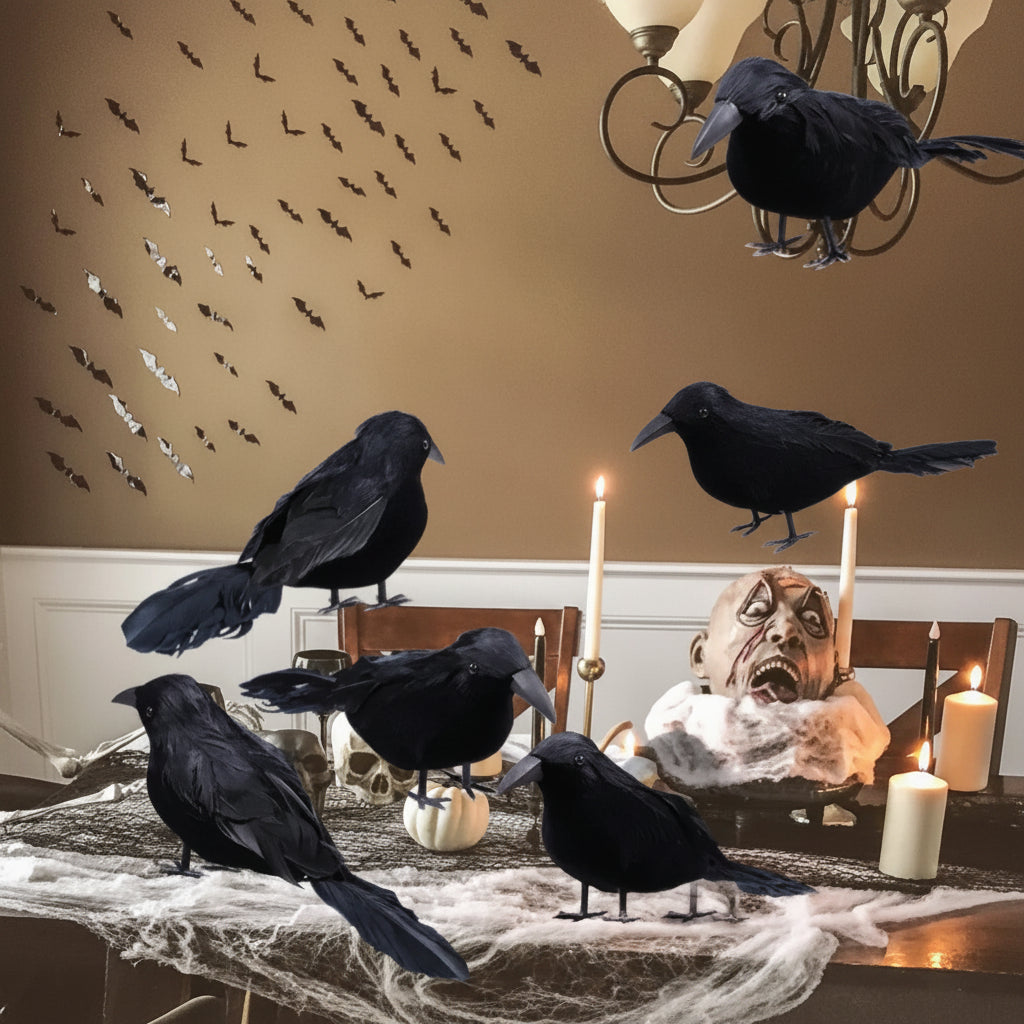 Halloween Dekoration Künstliche Krähen Set 6 Stück - Image 3