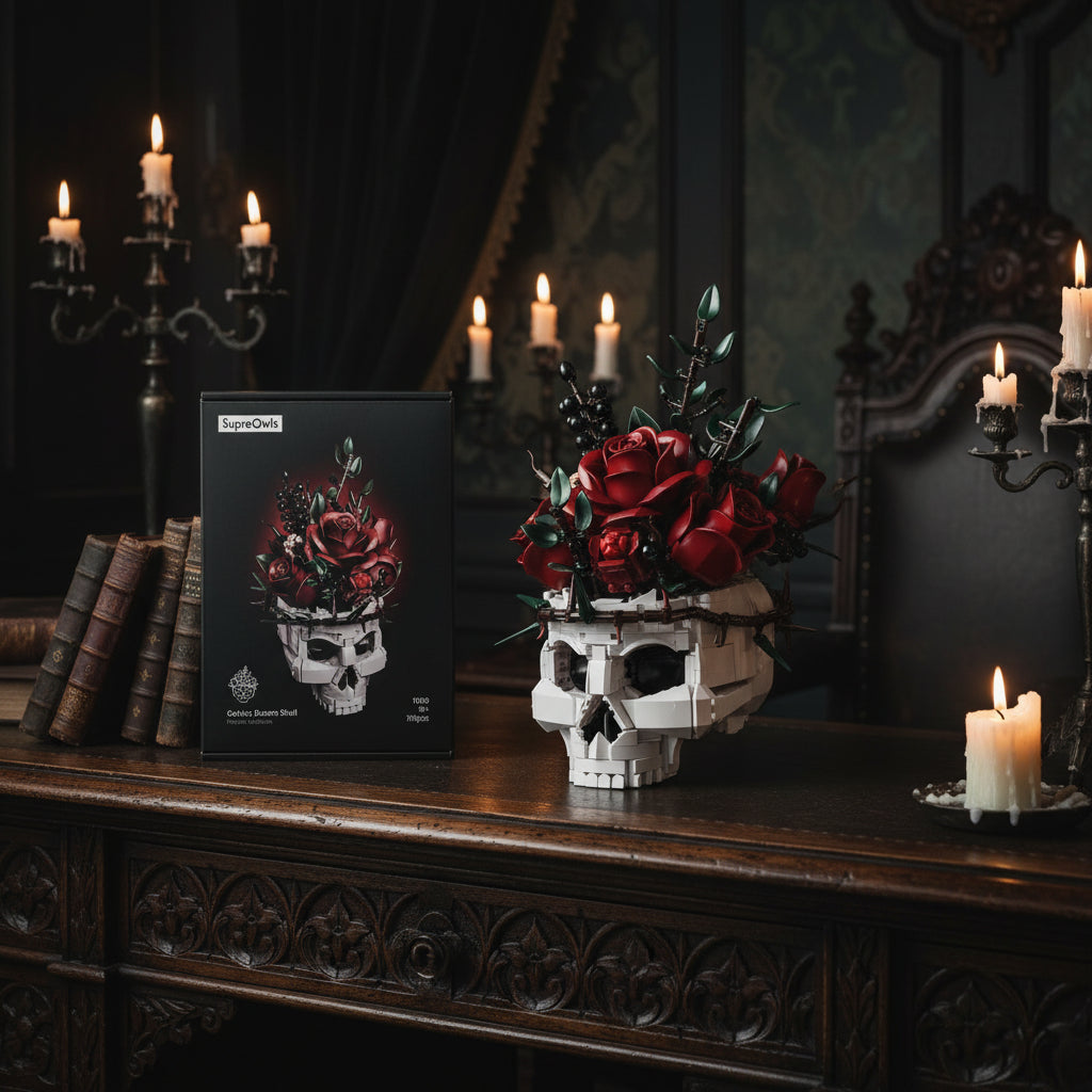 Halloween Dekoration Totenkopf Blumenarrangement Gothic Design - Image 1
