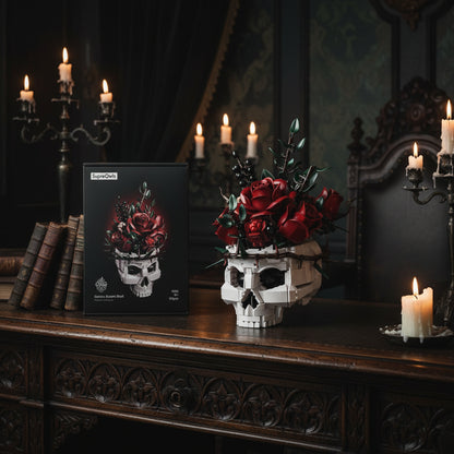 Halloween Dekoration Totenkopf Blumenarrangement Gothic Design - Image 1
