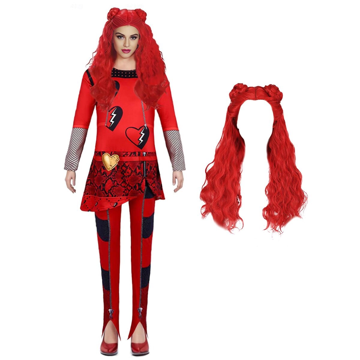Halloween Kostüme Damen Rotes Cosplay Outfit Perücke - Image 1