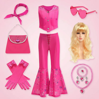Halloween Kostüme Mädchen Disco Outfit Glitzer Schlaghose Set - Image 1