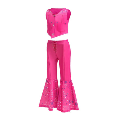 Halloween Kostüme Mädchen Disco Outfit Glitzer Schlaghose Set - Image 4