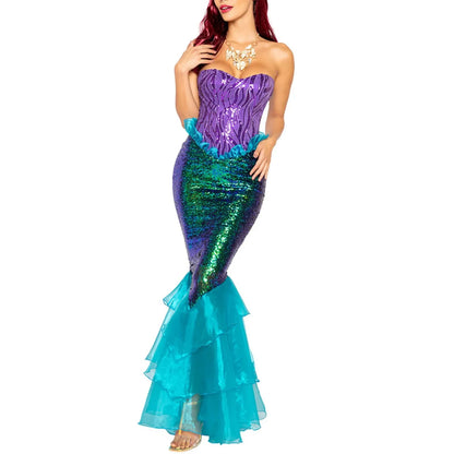 Halloween Kostüme Meerjungfrau Damen Paillettenkleid - Image 1
