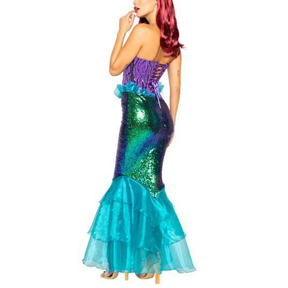 Halloween Kostüme Meerjungfrau Damen Paillettenkleid - Image 3